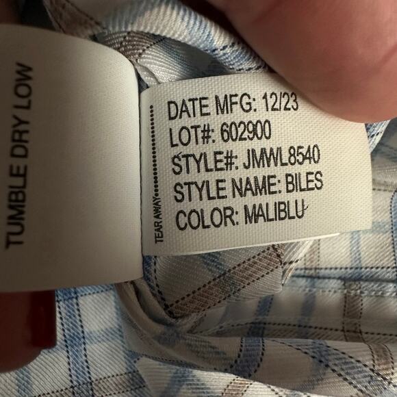 JOHNNIE-O Performance Biles Malibu Blue Plaid Button Shirt XL $138 NWT - Picture 7 of 9
